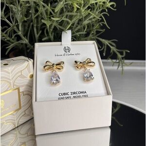 House of Harlow 1960 Gold Bow Drop Earrings